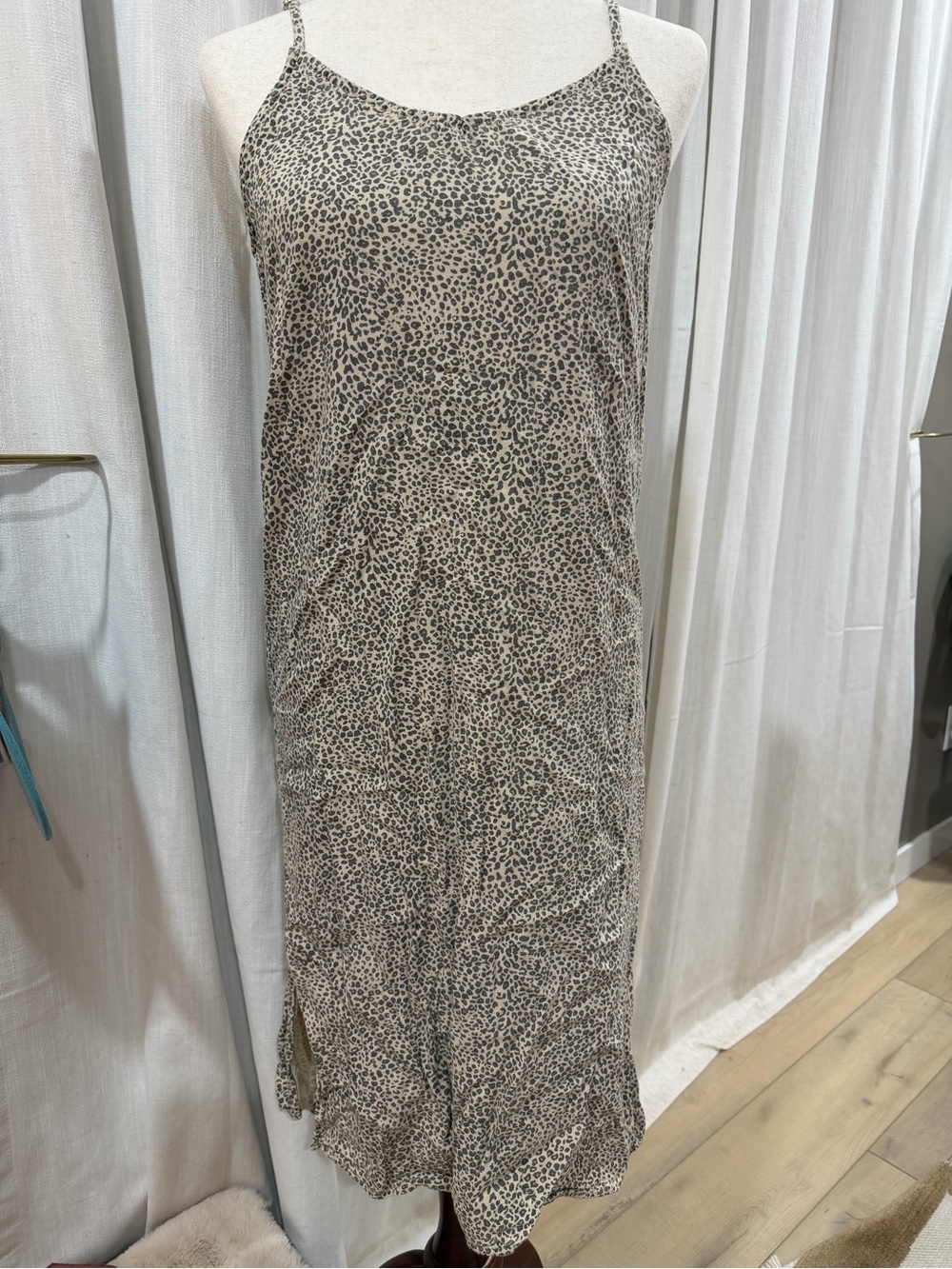 Thread & Supply Beige and Black Leopard Slip Midi Dress